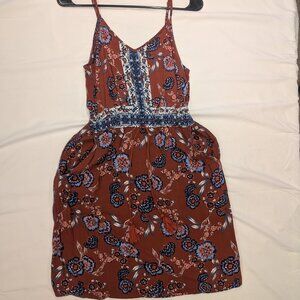 Floral burgundy Pink Rose dress, small